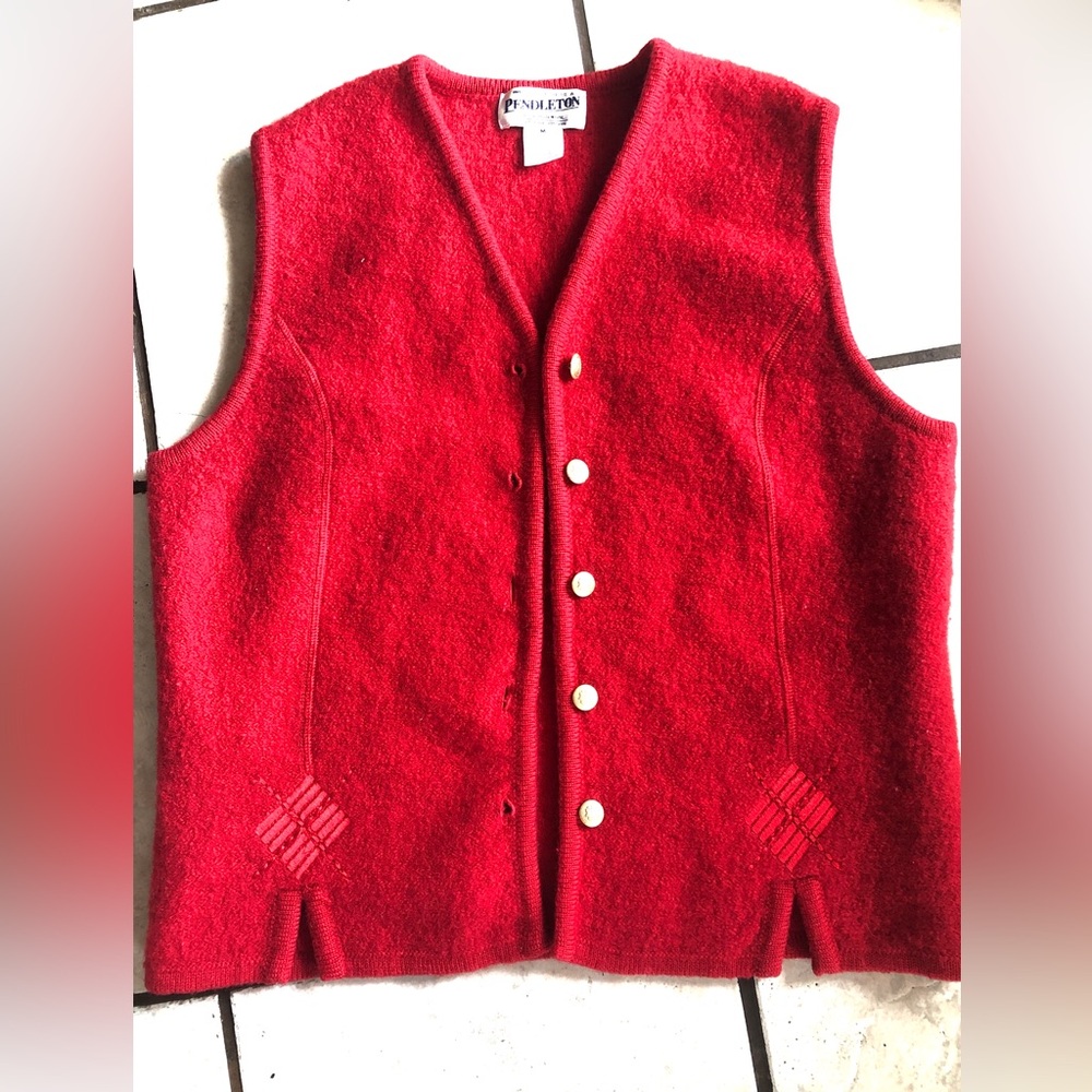Pendleton Vibrant Red Wool Knit - Picture 2 of 4